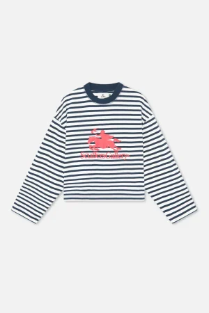 Hot Scuffers Emblem Striped Navy Longsleeve
