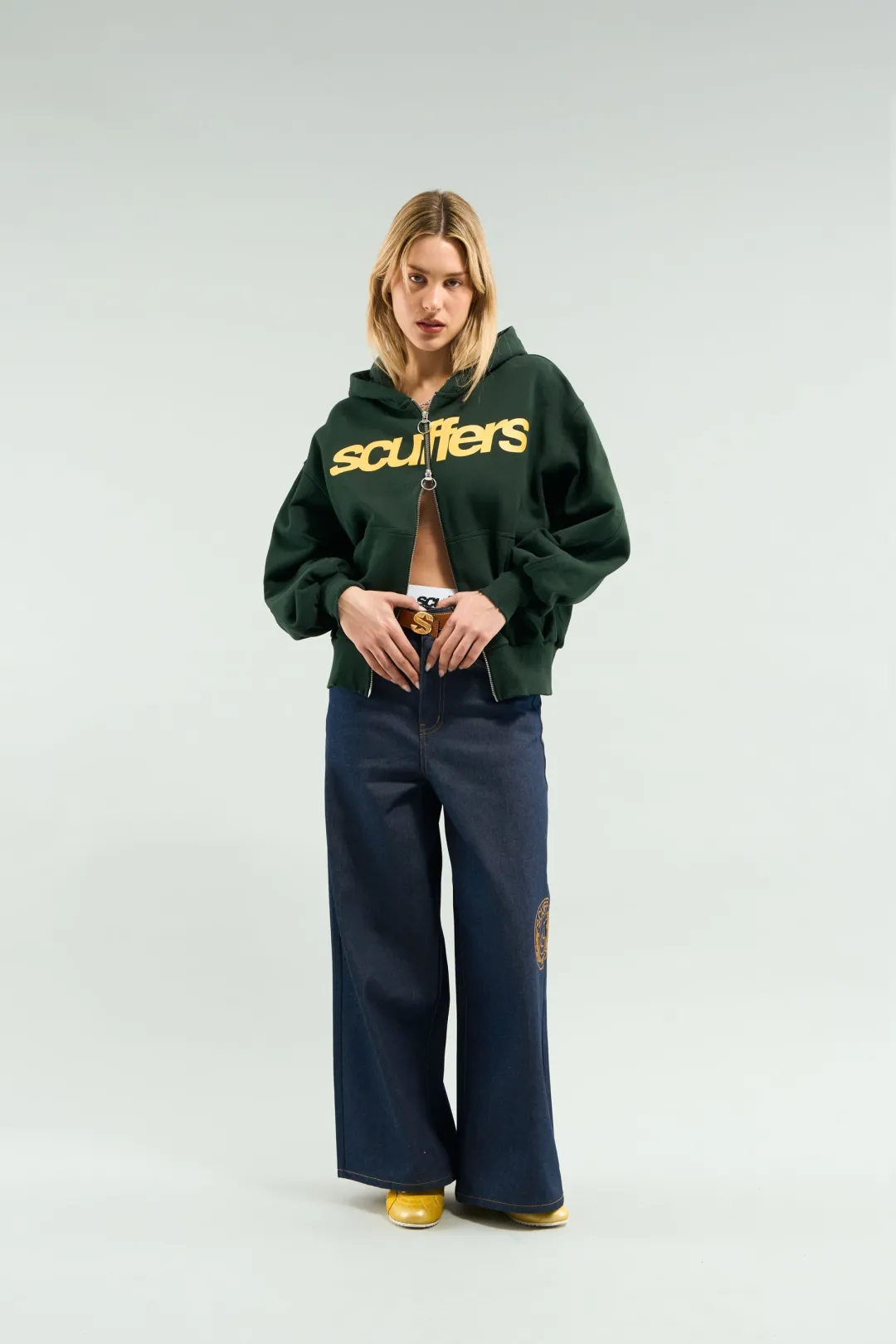 Fashion Scuffers Essential Green Zipper