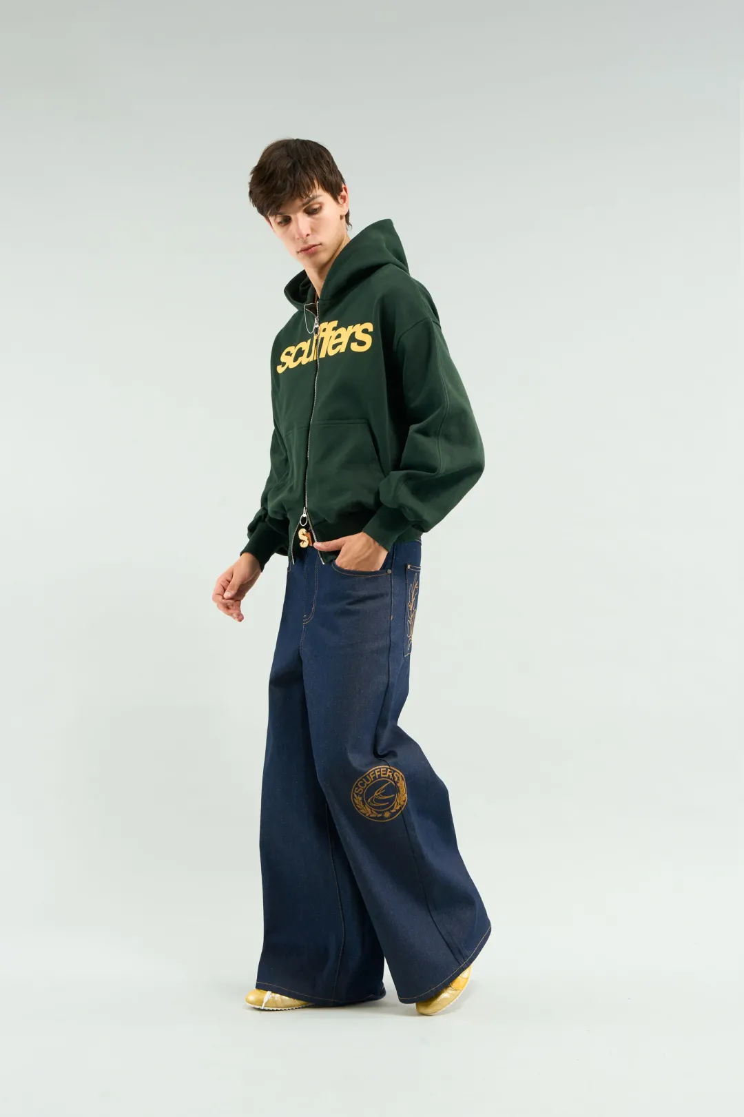 Fashion Scuffers Essential Green Zipper