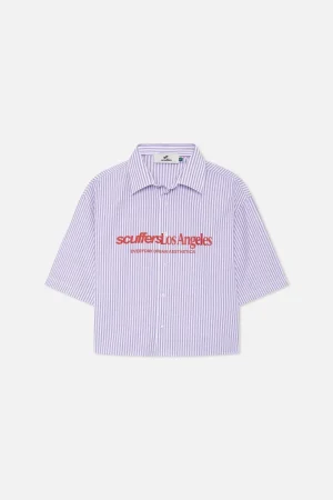 Hot Scuffers Not LA Yet Purple Striped Shirt